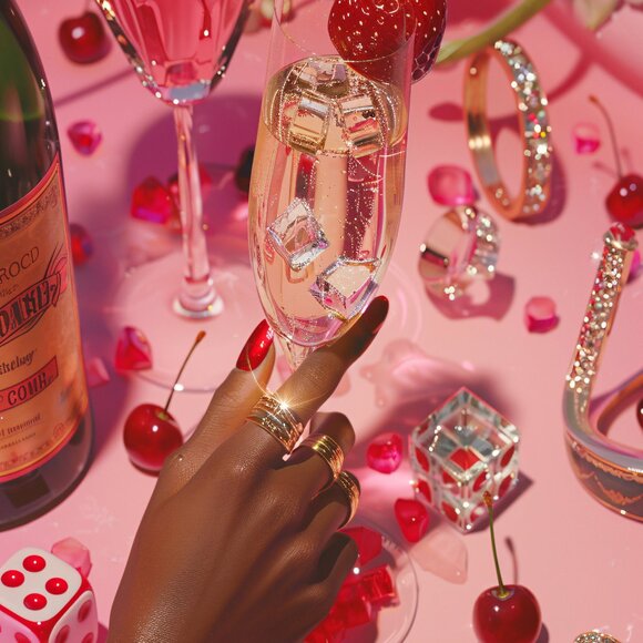 Abstract Whiskey Art Print 11x17 - Red & Pink Modern Art in Black Frame - Picture 4 of 8